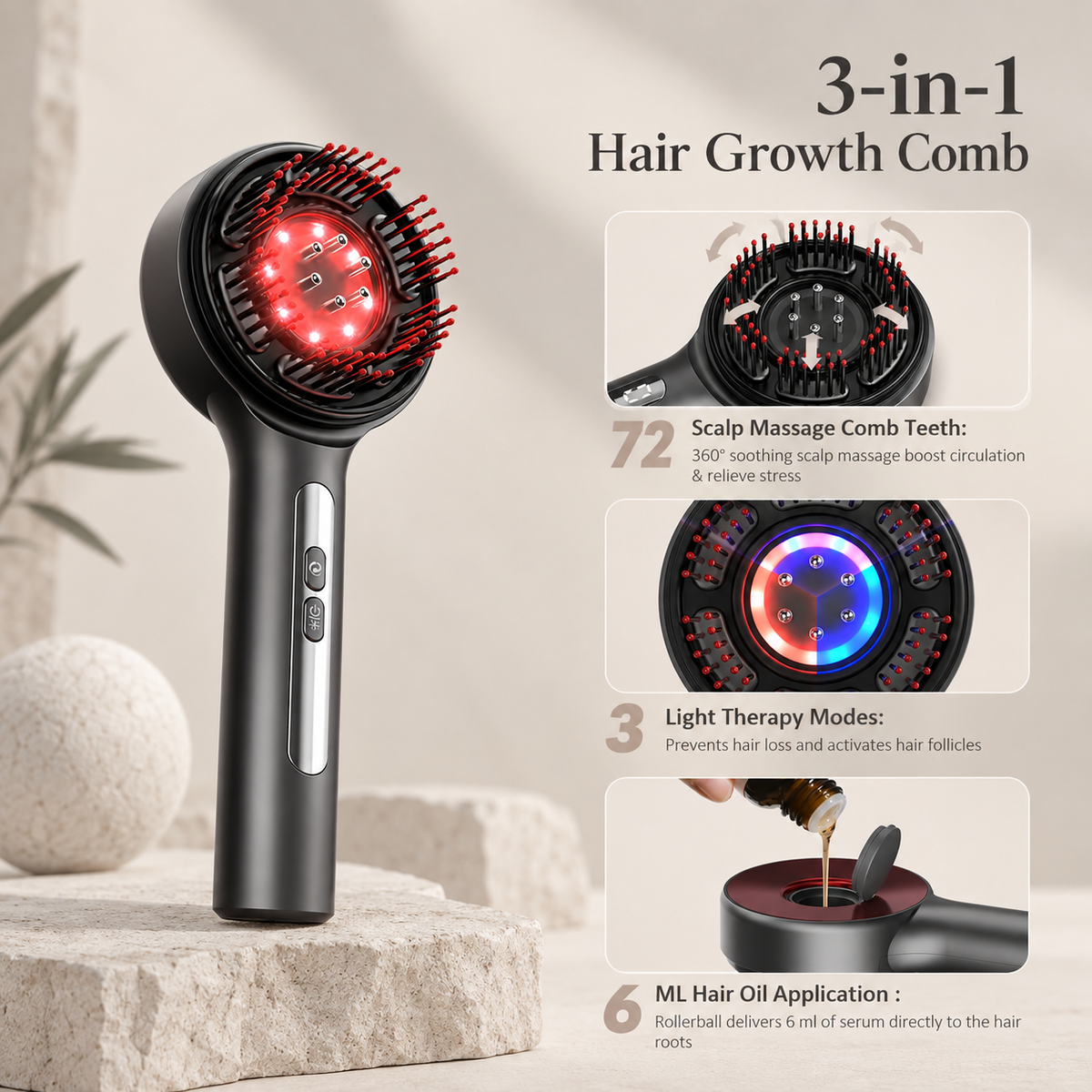 Laser Hair Growth Comb & Sculp Massager